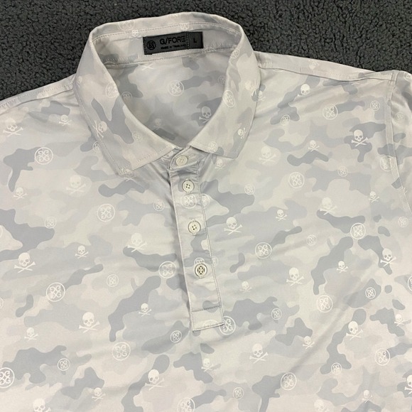 GFORE Other - GFORE Polo Shirt Men Large Stretch Performance Golf Short Sleeve Camo Skull Gray